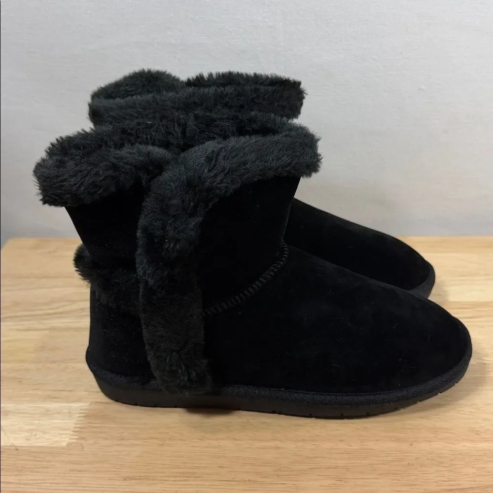 Sugar Poppy Black Faux Suede Ankle Boots Size 7 M